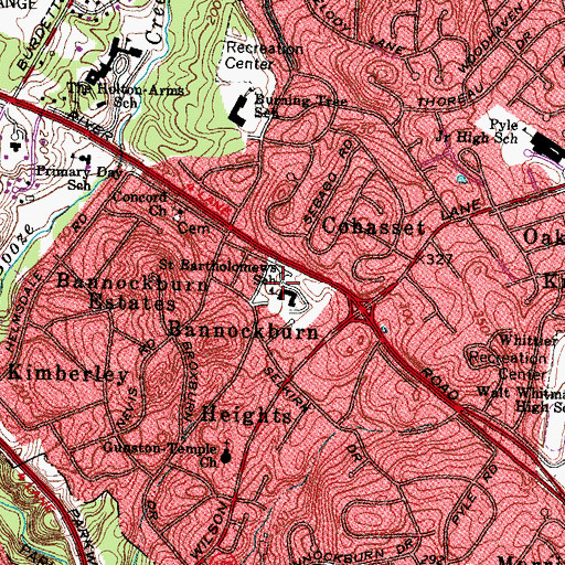 Topographic Map of Saint Bartholemew Church, MD