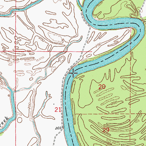 Topographic Map of Little Eddy Bend, AR