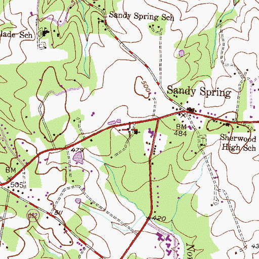 Topographic Map of Sharp Street United Methodist Church, MD