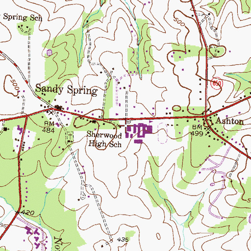 Topographic Map of Sherwood Library, MD