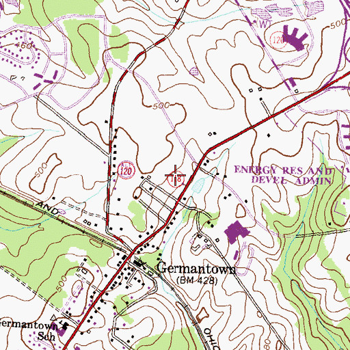Topographic Map of Area 3 School Administration Center, MD