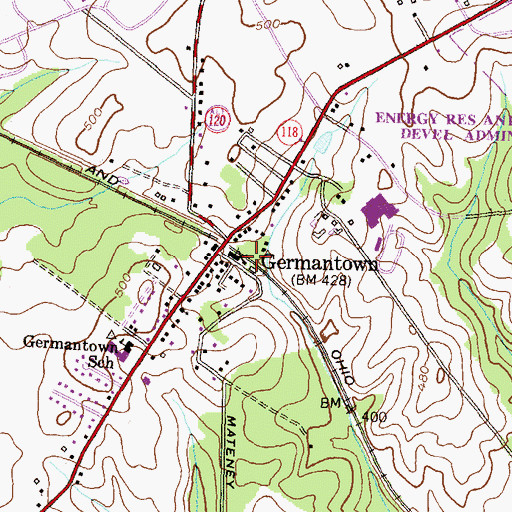 Topographic Map of Germantown Railroad Station, MD