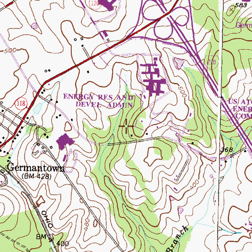 Topographic Map of Middlebrook Technical Park, MD