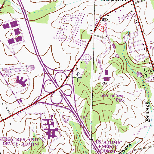 Topographic Map of Germantown Technical Center, MD