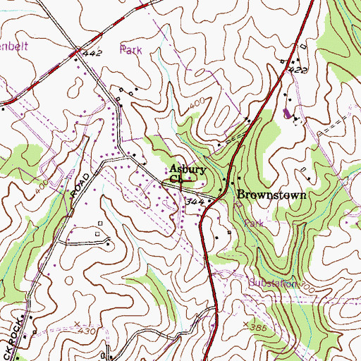 Topographic Map of Asbury United Methodist Cemetery, MD