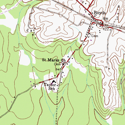 Topographic Map of Saint Marks Cemetery, MD