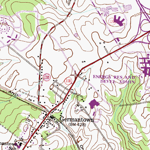 Topographic Map of Germantown Library, MD