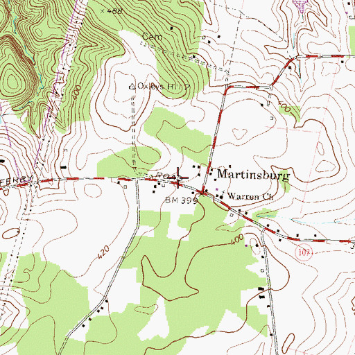 Topographic Map of United Warren Methodist Church, MD