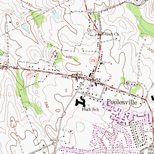 Topographic Map of Saint Peters Episcopal Church, MD