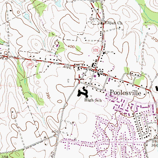 Topographic Map of Poolesville Baptist Church, MD