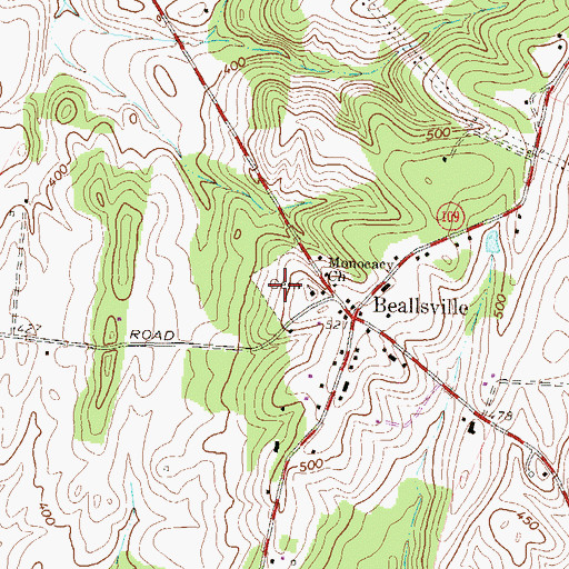Topographic Map of Monocacy Cemetery, MD