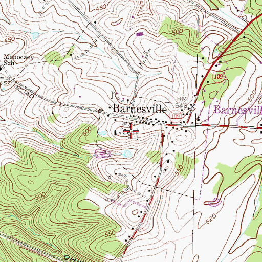 Topographic Map of Saint Marys Catholic Cemetery, MD