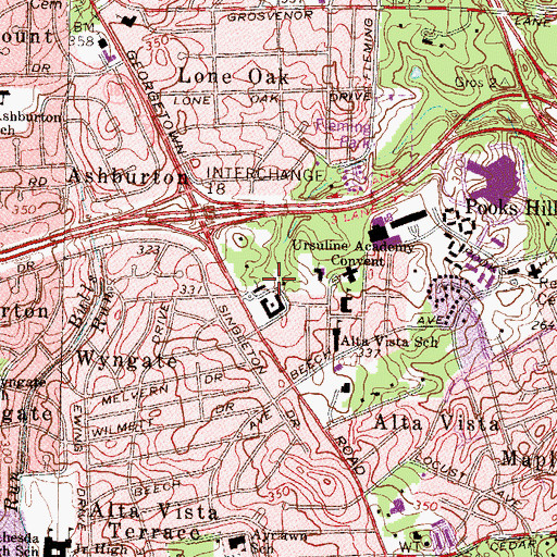 Topographic Map of Saint Jane DeChantal School, MD