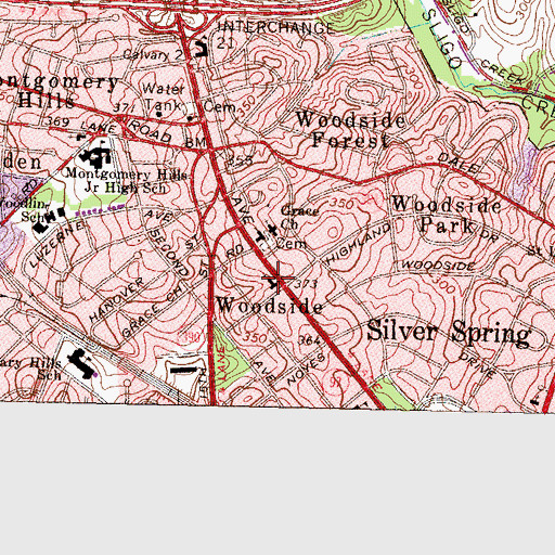 Topographic Map of First Church of Christ Scientist, MD