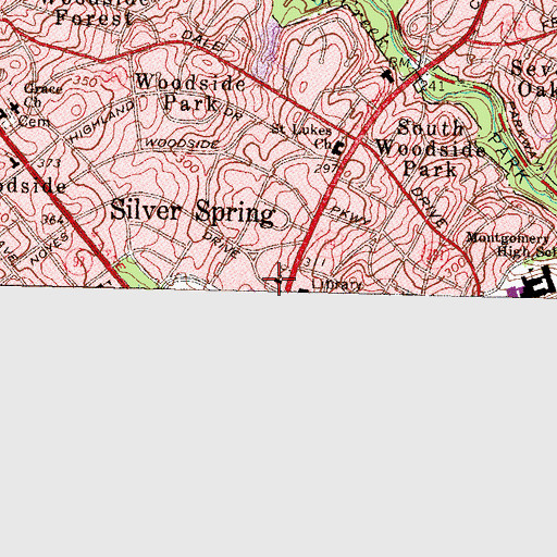 Topographic Map of Silver Spring Seventh Day Adventist Church, MD