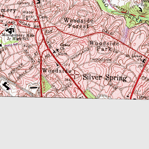 Topographic Map of Woodside Synagogue, MD