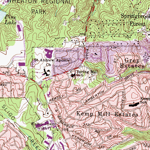 Topographic Map of School Area 2 Administration Center, MD