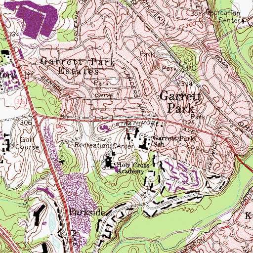 Topographic Map of Holy Cross Catholic Church, MD