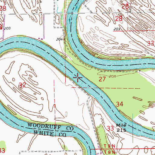 Topographic Map of Sassafras Reach, AR