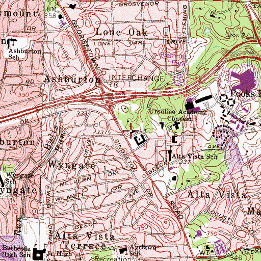 Topographic Map of Saint Jane DeChantel Church, MD