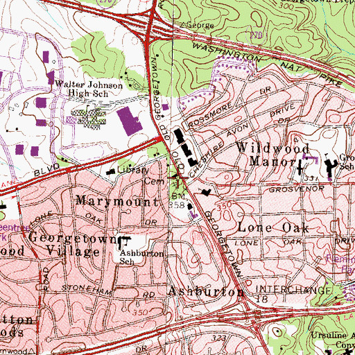 Topographic Map of Wildwood Baptist Church, MD