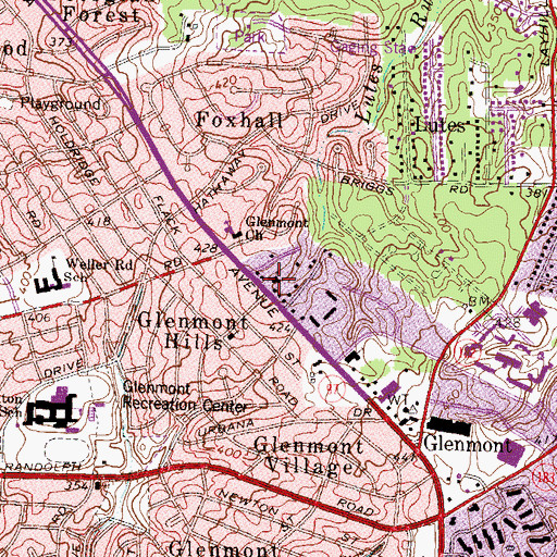 Topographic Map of First Assembly of God Church, MD
