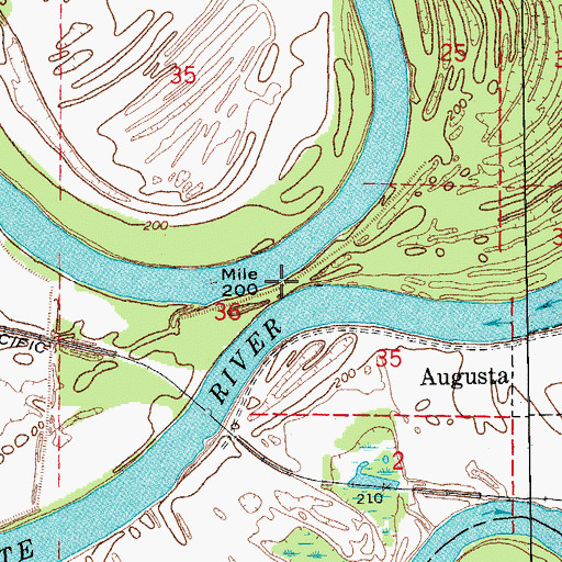 Topographic Map of Augusta Narrows, AR