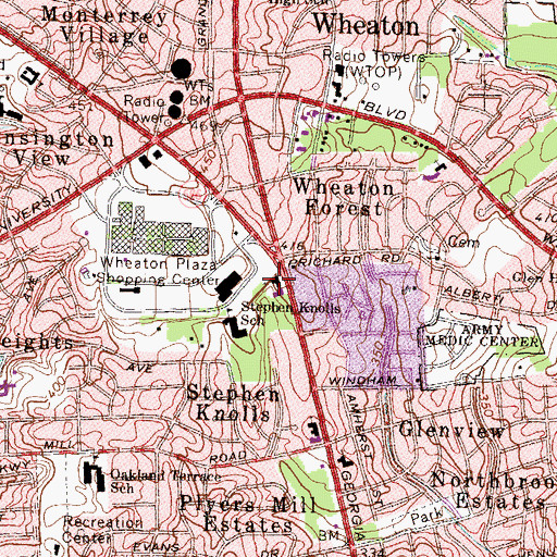 Topographic Map of First Baptist Church of Wheaton, MD