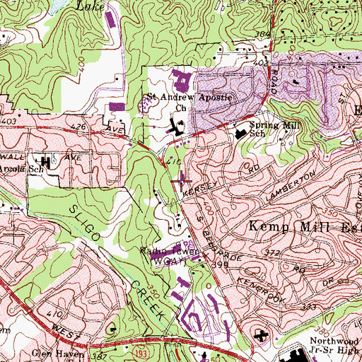 Topographic Map of Silver Spring Jewish Center Synagogue, MD