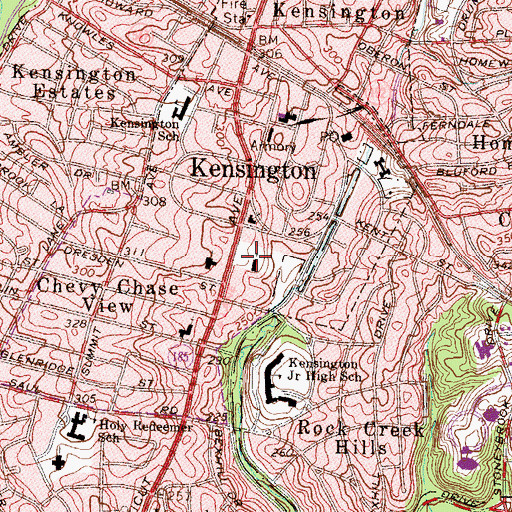 Topographic Map of Temple Emanuel Synagogue, MD