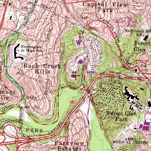 Topographic Map of Washington Mormon Temple, MD