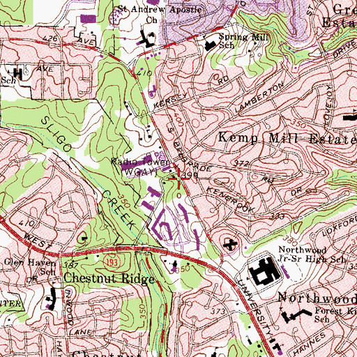 Topographic Map of Young Israel Shomrai Emunah Synagogue, MD