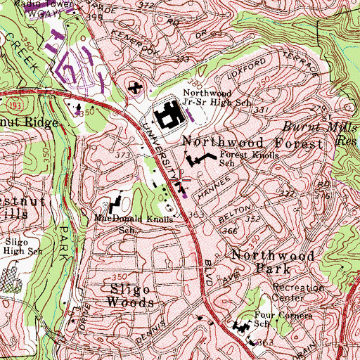 Topographic Map of Young Israel Shomrai Emunah Synagogue, MD