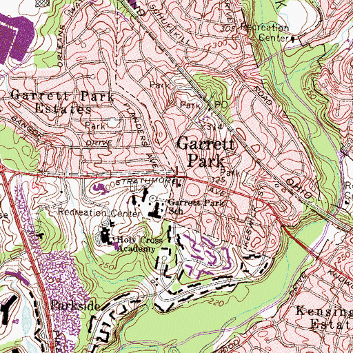 Topographic Map of Garrett Park Town Hall, MD