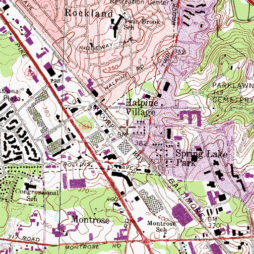 Topographic Map of Twinbrook Metro Station, MD