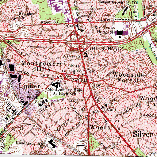 Topographic Map of Silver Spring Volunteer Fire Department Station 19, MD