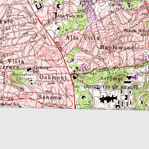 Topographic Map of Bethesda Fire Department Station, MD