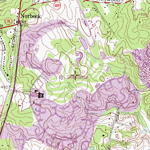 Topographic Map of Rossmore Leisure World Golf Course, MD