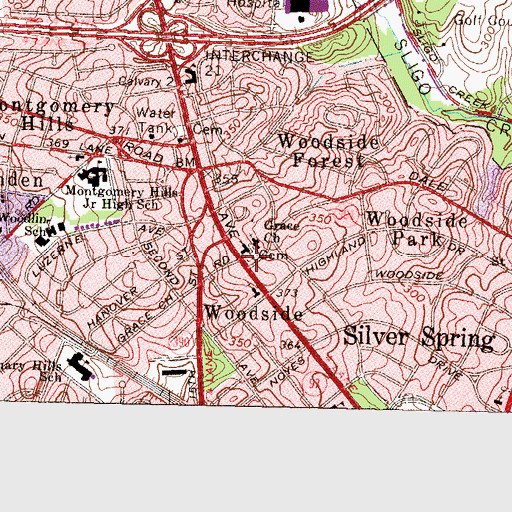 Topographic Map of Grace Episcopal Cemetery, MD