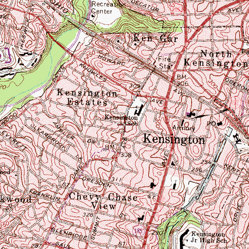 Topographic Map of Saint Patricks Cemetery, MD