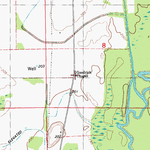 Topographic Map of Goodrich Chapel, AR