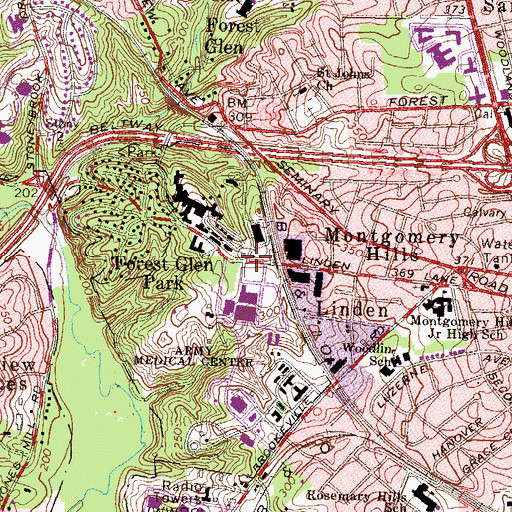 Topographic Map of Walter Reed Military Police Station, MD