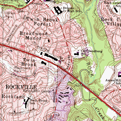 Topographic Map of Twinbrook Library, MD