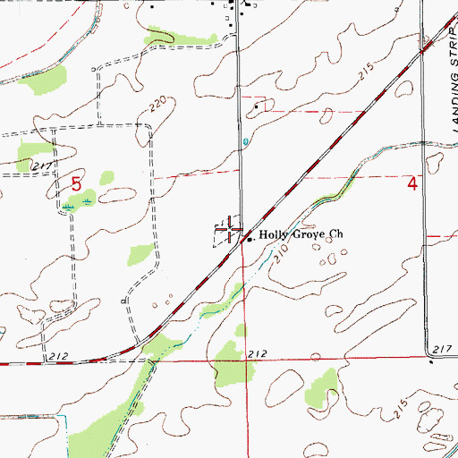 Topographic Map of Holly Grove Cemetery, AR