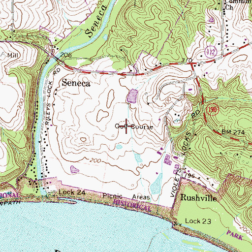 Topographic Map of Bretton Woods Golf Course, MD