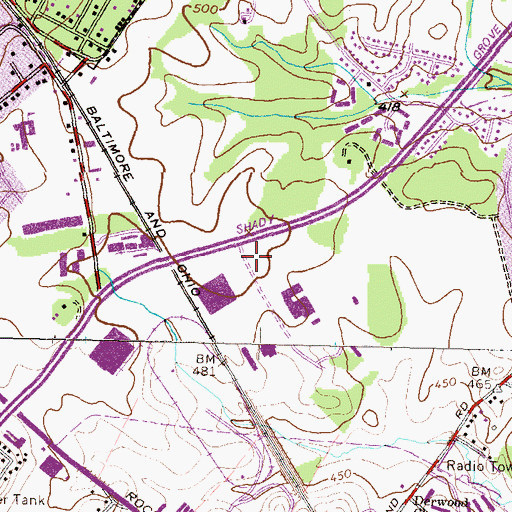 Topographic Map of County Service Park, MD