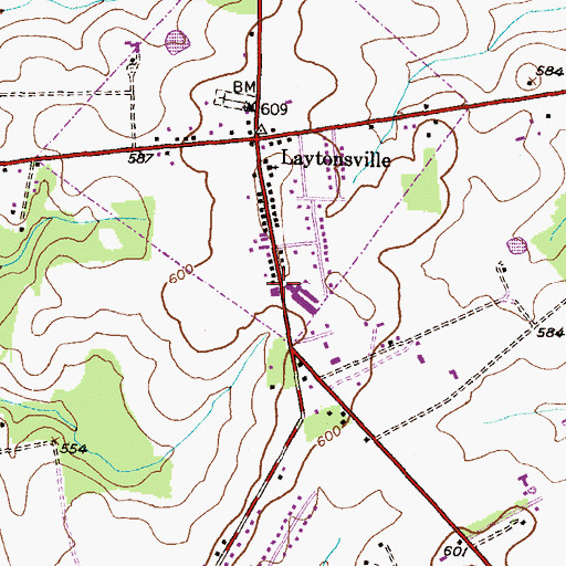 Topographic Map of Laytonsville Volunteer Fire Department Station 17, MD