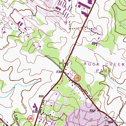 Topographic Map of Route 124 Plaza Shopping Center, MD
