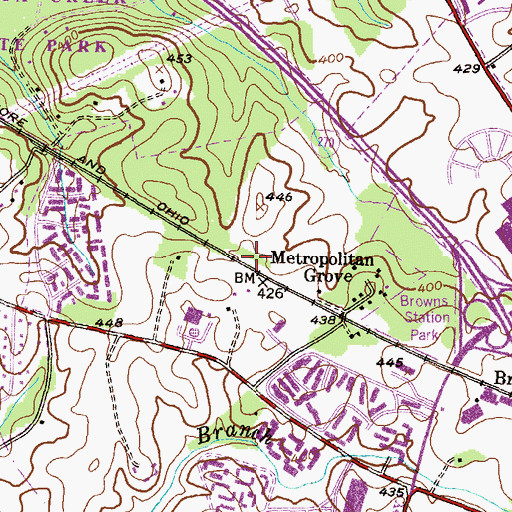 Topographic Map of Metropolitan Grove Commuter Railroad Station, MD