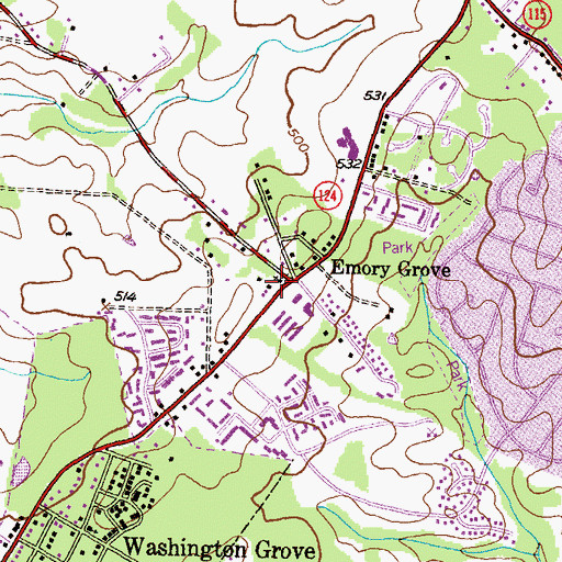 Topographic Map of Emory Grove United Methodist Church, MD